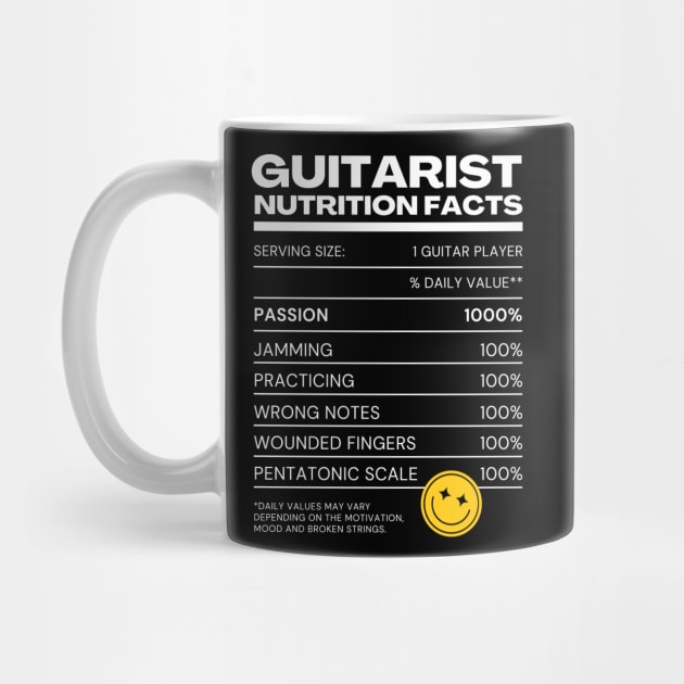 Guitarist User Nutrition Facts - Black Version - Musician Guitar Player Merchandises by Millusti